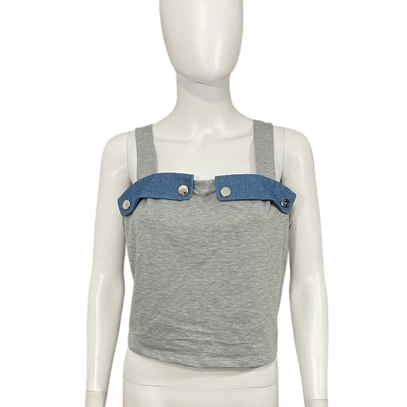 Women’s Sleeveless Gray Crop Cami Top - Picture 2 of 6